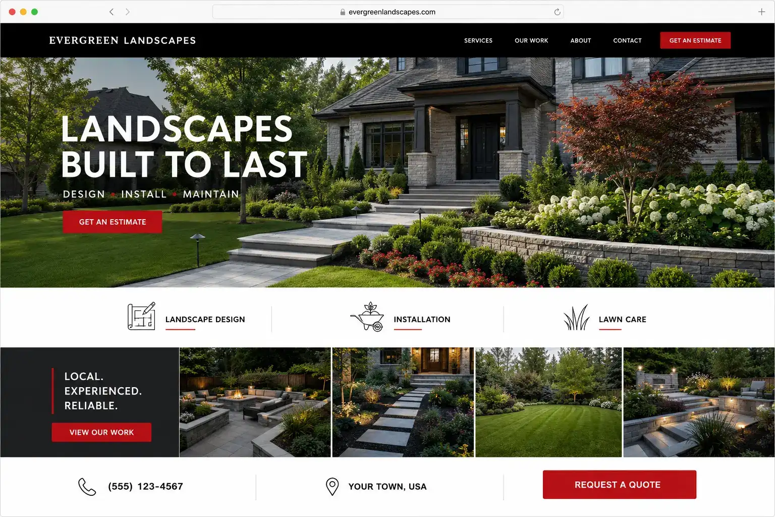 Brightfield Landscapes one-page website example